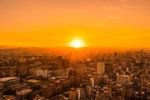 Cityscape of Taipei, Taiwan, at sunset photo