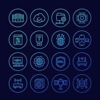 servers, network, hosting and data line icons set.eps vector