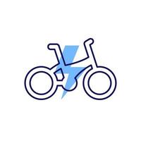 Bicicleta eléctrica, e-bike icono, diseño de línea.eps vector