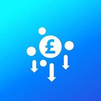 cost reduction, minimising icon with pound, vector.eps vector