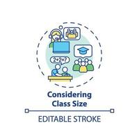 Considering class size concept icon vector