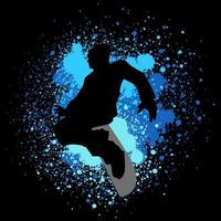 Silhouette illustration of a snowboarder on paint splash background vector