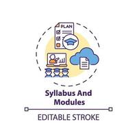 icono de concepto de plan de estudios y módulos vector