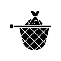 Landing net black glyph icon vector