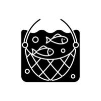 Fishing net black glyph icon vector