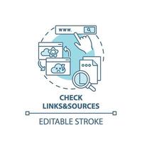 Checking links and sources concept icon vector