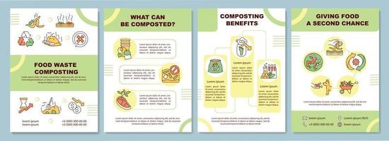 Food waste composting brochure template vector