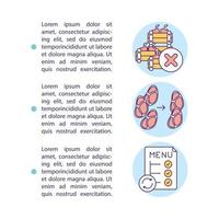 menú optimizado y icono de concepto de tamaño de porción con texto vector