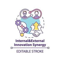 Internal and external innovation synergy concept icon vector