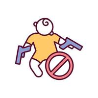 Prevent child death with gun control RGB color icon vector