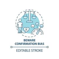 Bewaring confirmation bias concept icon vector