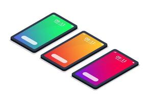 Modern isometric mockup phone with gradient color summer for Poster, Infographics, Game Asset, Cover. Vector illustratio