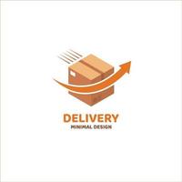 Fast delivery logo. Minimal design with a running box. Vector illustration
