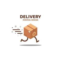 Fast delivery logo. Minimal design with a running box. Vector illustration