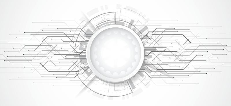 Abstract 3d design background with technology dot and line circuit board texture. Modern engineering, futuristic, science communication concept. Vector illustration