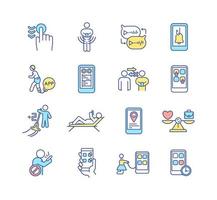 Gadget addiction RGB color icons set vector