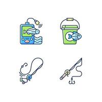 Tools for fishing RGB color icons set vector