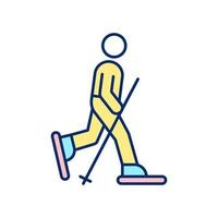 Snowshoeing RGB color icon vector