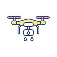 Spraying drone RGB color icon vector