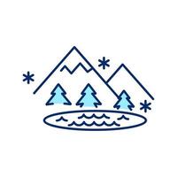 Frozen mountain lake RGB color icon vector