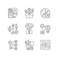 Creative thinking linear icons set vector