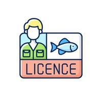 Fishing licence RGB color icon. vector