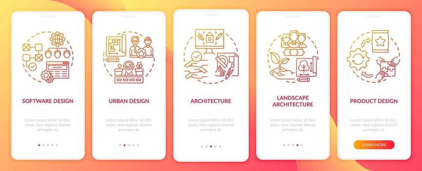 Co design application fields onboarding mobile app page screen with concepts vector