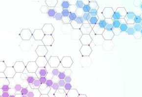 Abstract hexagonal molecular structures in technology background and science style. Medical design. Vector illustration