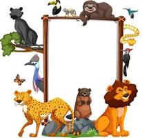 Empty banner with wild animals on white background vector