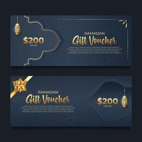 Ramadan gift voucher with golden style vector