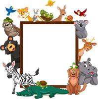 Empty banner with many different wild animals vector