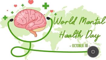 banner o logotipo del día mundial de la salud mental aislado sobre fondo blanco vector