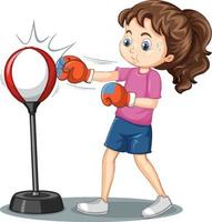 A girl cartoon character doing boxing exercise vector