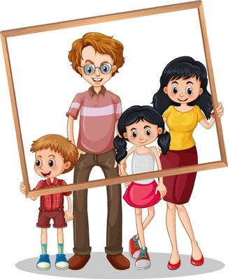 Isolated family picture with photo frame