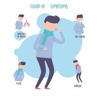 covid 19 pandemic coronavirus symptoms icons set for infographic