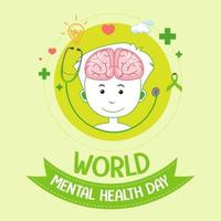 banner o logotipo del día mundial de la salud mental aislado sobre fondo blanco vector