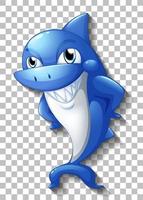 Smiling cute shark cartoon character isolated vector