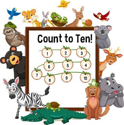 Count to ten board with wild animals