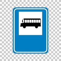 Blue bus stop sign with stand isolated vector