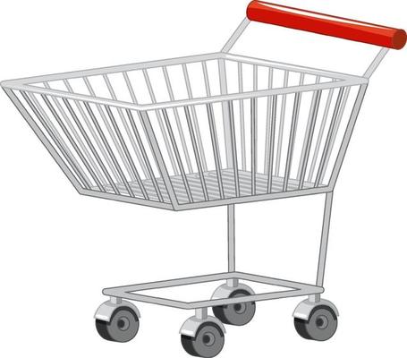 Blank shopping trolley cart isolated on white background