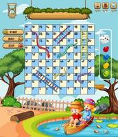 Snake Ladder game in the park theme vector