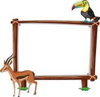 Empty banner with toucan and serow on white background vector