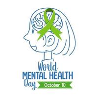 World Mental Health Day banner or logo isolated on white background vector