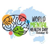 World Mental Health Day banner or logo isolated on white background vector