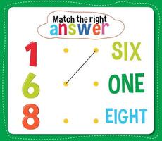 Match the right answer activity for kids vector