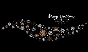 Merry Christmas and Happy New Year background with Christmas tree made of snowflakes. Vector illustration