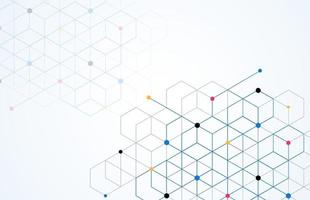 Abstract geometric boxes pattern dot line connection background. Modern technology with square mesh. Geometric on white background with lines. Cube cell. Vector illustration