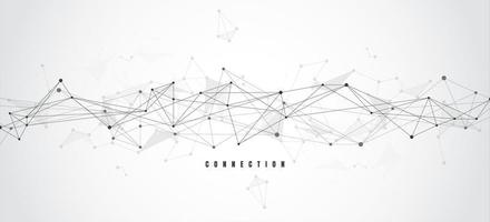 Abstract connecting dots and lines with geometric background. Modern technology connection science, Polygonal structure background. Vector illustration