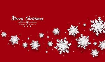 Merry Christmas and Happy New Year background with Christmas tree made of snowflakes. Vector illustration