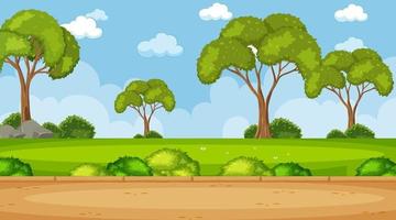 Blank sky in the park scene with many trees vector